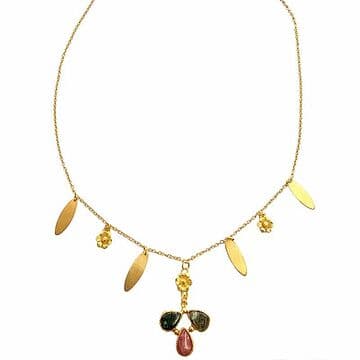COLAR OURO COM TURMALINAS, 3 FLORES, 4 CHAPAS - Preço sob consulta