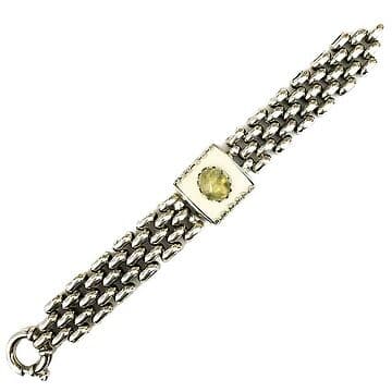 PULSEIRA MALHA ROLEX DE PRATA COM MARFIM VEGETAL E FRENITE