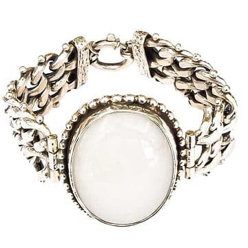 PULSEIRA BARBELA PRATA GROSSA COM JADE