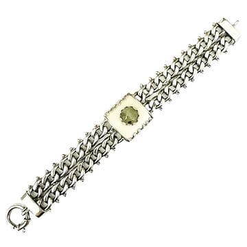 PULSEIRA DE BARBELA DUPLA COM MARFIM VEGETAL E FRENITE.