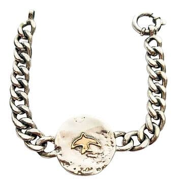 PULSEIRA BARBELA MEDALHA ANDORINHA OURO