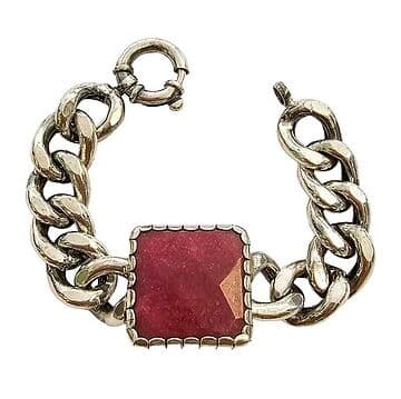 PULSEIRA BARBELA DE PRATA COM RUBILITE