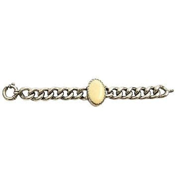 PULSEIRA BARBELA DE PRATA COM MARFIM VEGETAL OVAL
