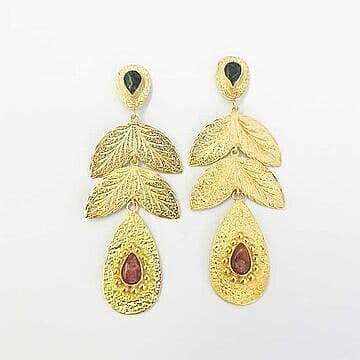 BRINCOS PRATA DOURADA/FOLHAS