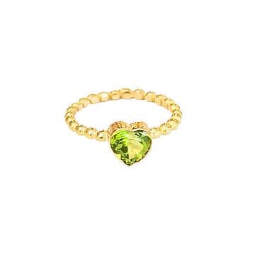 ANEL EM OURO DE 19,2KL COM CORAÇÃO DE PERIDOT
