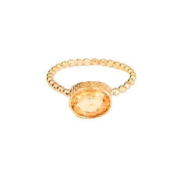 ANEL EM OURO DE 19,2KL COM TOPÁZIO AMARELO OVAL