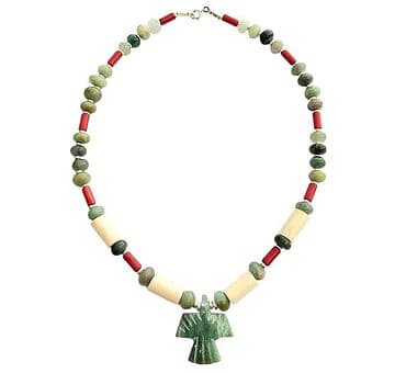 COLAR JASPE VERDE, CORAL, MARFIM VEG.ESPIRITO SANTO JASPE