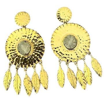BRINCOS PRATA DOURADA, DUAS CHAPAS E 5 FOLHAS