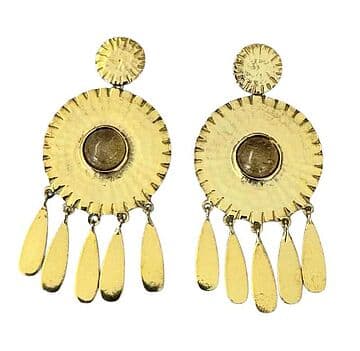 BRINCOS PRATA DOURADA, DUAS CHAPAS E 5 PÊROS