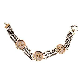 PULSEIRA BARBELA TRIPLA PRATA COM 3 MEDALHAS PERSONALIZADAS PRATA/OURO