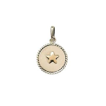 MEDALHA 1,5 CM COM CORDINHA E ESTRELA OURO
