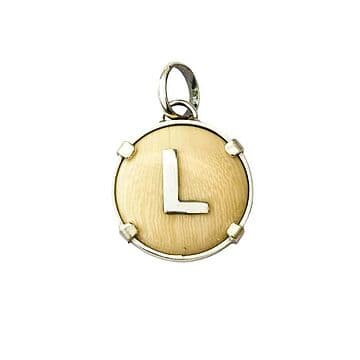 MEDALHA MARFIM VEGETAL/2,5CM/LETRA PRATA