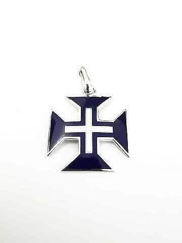 CRUZ DE CRISTO MÉDIA COM ESMALTE AZUL. 2CMX2CM