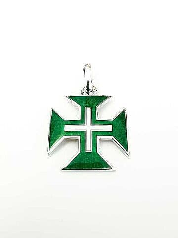 CRUZ DE CRISTO MÉDIA COM ESMALTE VERDE