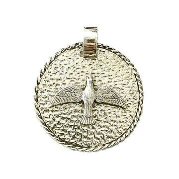 MEDALHA PRATA COM CORDA E ESPIRITO SANTO EM PRATA