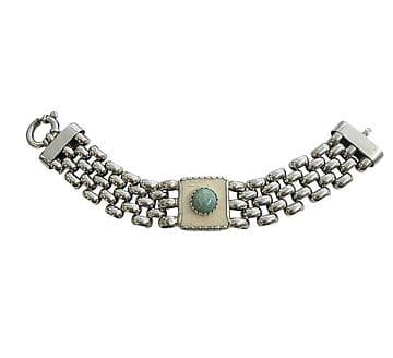 PULSEIRA ROLEX COM QUADRADO OSSO AMAZONITE