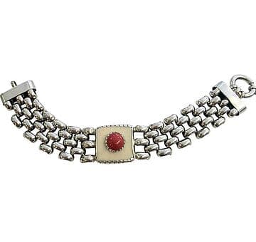 PULSEIRA ROLEX COM QUADRADO OSSO CORAL