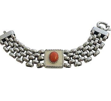 PULSEIRA ROLEX COM QUADRADO OSSO CORAL OVAL