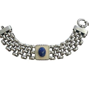 PULSEIRA ROLEX COM QUADRADO OSSO LÁPIS LÁZULI