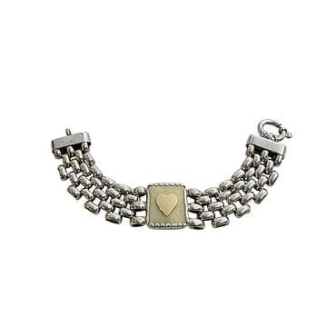 PULSEIRA ROLEX COM QUADRADO OSSO COM CORAÇÃO OURO