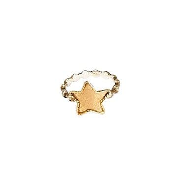 ANEL PRATA E OURO ESTRELA