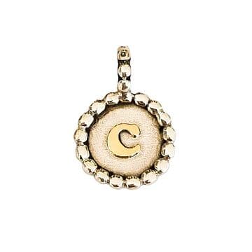 MEDALHA PRATA 2CM GRANITOS E LETRA A OURO 9KT