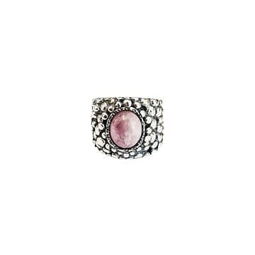 ARGOLÃO DE GRANITOS DE PRATA COM OPALA ROSA.
