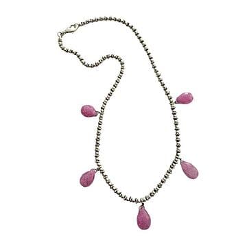 COLAR PRATA 925 COM PÊROS DE TURMALINA ROSA