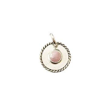 MEDALHA DE PRATA COM OPALA ROSA