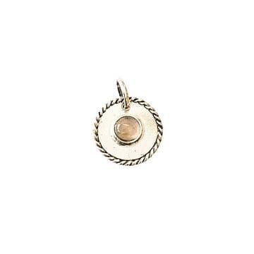 MEDALHA DE PRATA COM QUARTZO ROSA