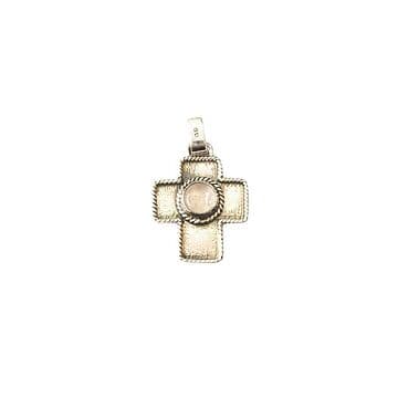 CRUZ 2,5CM CORDA/QUARTZO ROSA