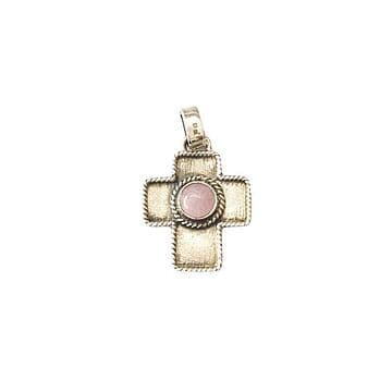 CRUZ DE PRATA 925, COM 2,5CM DE COMPRIMENTO, CORDA À VOLTA E OPALA