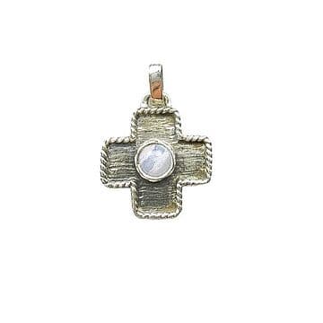 CRUZ DE PRATA COM CALCEDÓNIA