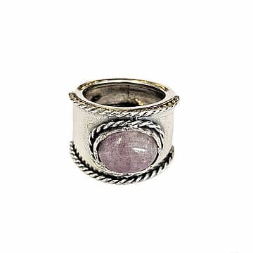 ARGOLÃO DE PRATA COM CORDINHA E OPALA ROSA