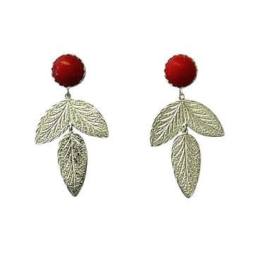 BRINCOS PRATA 3 FOLHAS CORAL