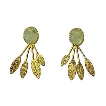BRINCOS PRATA DOURADA 4 FOLHAS FRENITE OVAL