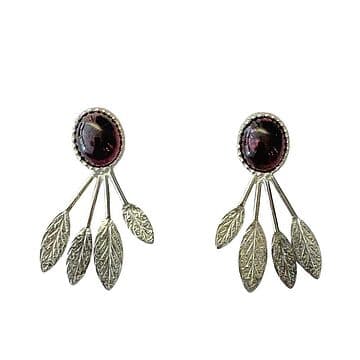 BRINCOS PRATA 4 FOLHAS GRANADA OVAL