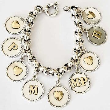 PULSEIRA DE PRATA E OURO 9 MEDALHAS PERSONALIZADA