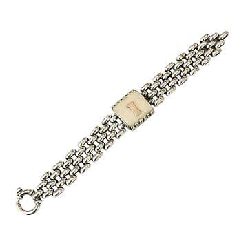 PULSEIRA DE PRATA COM INCIAL OURO