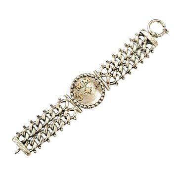 PULSEIRA BARBELA GROSSA COM MEDALHA ROSA-DOS-VENTOS (4 INICIAIS)