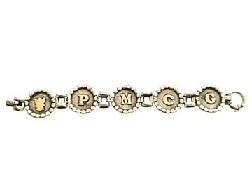 PULSEIRA COM 5 MEDALHAS E APLICAÇÕES OURO