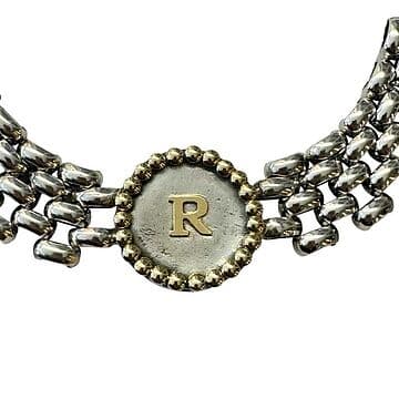 PULSEIRA MALHA ROLEX PERSONALIZADA COM INICIAL E GRANITOS EM OURO