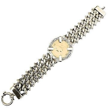PULSEIRA BARBELA DUPLA COM LIBRA EM OURO