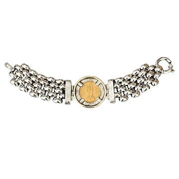 PULSEIRA PRATA E OURO COM LIBRA