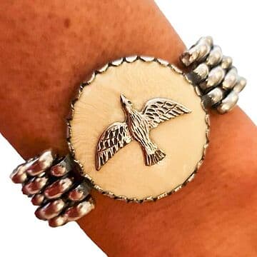 PULSEIRA PRATA COM MEDALHA DO ESPIRITO SANTO