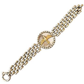 PULSEIRA DE PRATA COM ESPÍRITO SANTO OURO