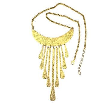 COLAR LATÃO COM BANHO OURO 24KT, MEIA LUA COM 9 "LÁGRIMAS" PENDURADAS