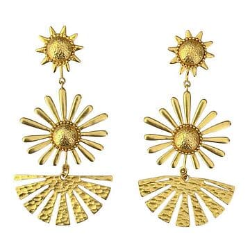 BRINCOS LATÃO COM BANHO OURO 24KT "SOL"